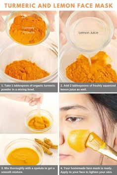 Turmeric Face Mask Acne, Face Mask Acne, Lemon Face, Lemon Mask, Lemon On Face, Lemon Face Mask, Mask Acne, Homemade Face Mask, Turmeric Face