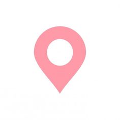 a pink map marker with a white circle in the center on a white background,