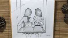 Friendship Sketches, Celebration Drawing, Sisters Drawing, List Of Drawing Ideas, Awesome Drawing Ideas, Small Drawing Room