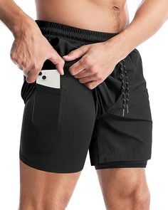 Aolesy Men’s 2 in 1 Running Shorts, Workout Gym Athletic Shorts for Men Quick Dry Lightweight Training Shorts with Pockets Shorts Workout, Running Shorts Men, Shorts For Men, Training Shorts, Workout Gym, Running Shorts, Shorts With Pockets, Athletic Shorts, Phone Holder