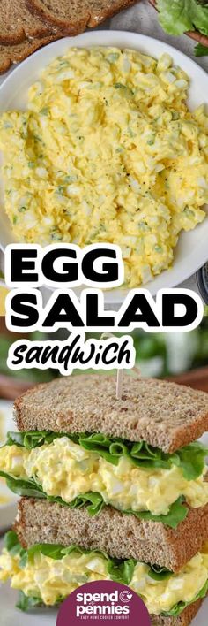 an egg salad sandwich with lettuce and cheese