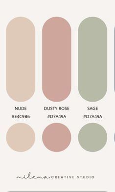 the different shades of paint for walls and ceilings, including beige, dusty rose, sage green