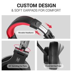 the ergonomic design and soft earpads for comfort is shown with instructions