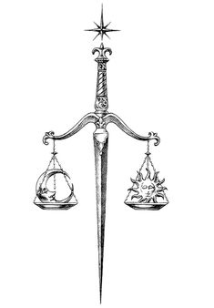 Sun And Moon Scales Tattoo, Weighing Scale Tattoo, Scepter Drawing, Portuguese Tattoo Ideas, Gothic Style Tattoos, Scales Of Justice Tattoo, Scales Tattoo, Libra Scale, Justice Tattoo