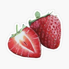 two strawberries sticker on a white background