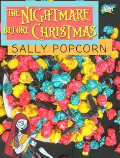 the nightmare before christmas by sally popcorn book cover with colorful candies and candy