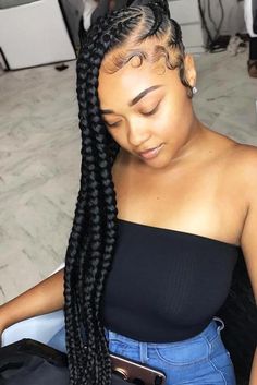 Feed In Braids Ponytail, Lemonade Braids Hairstyles, Lemonade Braids, Braided Ponytail Hairstyles, Feed In Braid, Girls Hairstyles Braids, Hairstyle Gallery, Cornrow Hairstyles