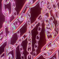 an abstract image of chains and links in multicolored light - up colors on a black background