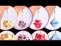 four different types of origami earrings