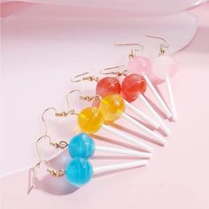 Four Pairs Of Lollipop Candy Earrings Nwt Candy Accessories, Lollipop Earrings, Lollipop Candy, Earring Bundle, Acrylic Jewellery, Latest Jewellery, Creative Jewelry, Pendant Earrings, Shape Design