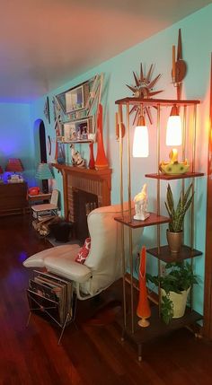 a living room filled with furniture and a fire place