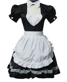 Black Short Sleeves Lace Cotton Cosplay Maid Costume Modern Maid Uniform, Yvette Clue, Maid Outfit Aesthetic, Princess Dress Black, French Maid Outfit, Maid Fancy Dress, Clue Costume, Lace Princess Dress, Cosplay Maid