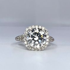 an engagement ring with diamonds on it