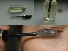 I want to try this... Wash an old mascara or nail polish container and fill with: 1/4 of the container with castor oil, 1/2 vitamin E oil, 1/4 aloe vera gel. Mix together as well as you can with your mascara wand, and apply a light layer to lashes every night before bed. Castor oil thickens your lashes while aloe vera gel lengthens. Vitamin E accelerates length. After one month, youll notice stronger, longer, more beautiful eyelashes. Obličejové Masky, Lengthen Eyelashes, Beautiful Eyelashes, Eyelashes Mascara, Mascara Wands, Vitamin E Oil, Before Bed