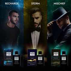 We introducing a Luxurious Premium Perfume Range for long lasting fragrance🤩 Greeko Man Storm, Mischief and Recharge About Perfume Range❤️ ✨Greeko Man’s Perfumes Collection Made From a Blend of Exotic and Delicate Fragrances. ✨Its Captivating Aroma is a Huge Turn-on, Effectively Masks Body Odour Appealing Manly Fragrance, without being harsh to your senses #GreekoMan #MensGrooming #MensGroomingProducts #Perfume #Mensperfume #Storm #Recharge #Mischief #Newarrivals #New Perfumes Collection, Fragrance Ad, Paper Bunny, Fragrance Photography, Black Perfume, Perfume Ad, Body Mask, Just For Men, Food Poster Design