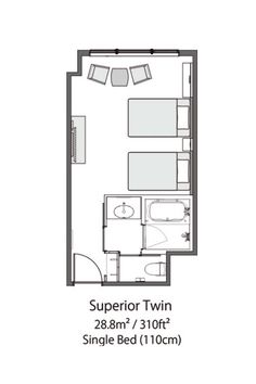 the floor plan for a two bedroom apartment with an attached bathroom and living room area