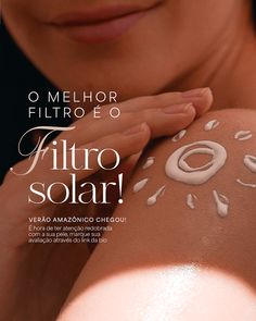 a woman with her hands on her chest and the words, filtro solar