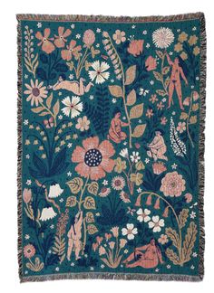 a tapestry with flowers and people on it