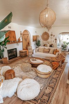 a living room filled with lots of furniture and decor