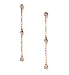 Long drop earrings, delicate earrings, dainty earrings, gold earrings, rose gold earrings, fashion jewelry, earrings for women, dainty gold earrings, statement earrings, women's earrings, bridal jewelry, wedding accessories, simple wedding jewelry, DETAILS - .925 Sterling Silver / 14K Gold / 14K Rose Gold plating over Sterling Silver - Cubic Zirconia crystal - Earring Length 2 1/2 in | 6.3 cm ► Spend $200 | Receive 10% OFF Your Order with Code: 10OFF200 ► Please note in your order when your wedd Dainty Rose Gold Linear Drop Earrings, Delicate Rose Gold Dangle Linear Earrings, Bridal Jewelry Gold, Jumka Earrings, Wedding Jewelry Simple, Dainty Gold Earrings, Gold Dangle Earrings, Slicked Back Hair, Long Drop Earrings