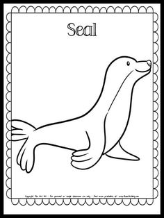 a sea lion coloring page with the word seal