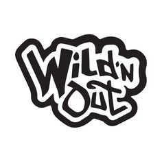 the word wild out written in black and white