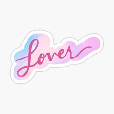 the word love in pink and blue watercolor sticker