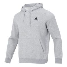 adidas Fleece Logo Hoodie 'Grey' H12213 Casual Adidas Moisture-wicking Sweatshirt, Streetwear Adidas Logo Fleece Sweatshirt, Adidas Sportswear Hoodie With Ribbed Cuffs, Sportswear Fleece Sweatshirt With Three Stripes, Three Stripes Fleece Sweatshirt Sportswear, Fleece Sweatshirt With Three Stripes Sportswear, Adidas Crew Neck Hoodie For Sports, Adidas Sports Hoodie With Crew Neck, Adidas Hoodie With Ribbed Cuffs For Sports Season