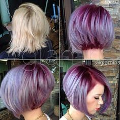 Short Purple Hair, Bob Hair Color, Purple Highlights, Top Ideas, Hairstyles Long, Blonde Bobs