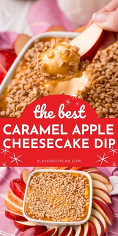 This cream cheese caramel apple dip tastes like caramel apple cheesecake! So easy to make and a big hit with all ages! Cream Cheese Caramel Apple Dip, Apple Cheesecake Dip, Caramel Apple Cheesecake Dip, Mexican Mole, Dessert Dip Recipes, Caramel Apple Dip, Dessert Oreo, Fall Appetizers, Caramel Apple Cheesecake