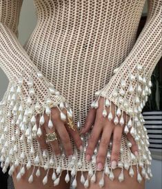 Off White Aesthetic, Designer Fits, Designer Aesthetic, Knit Ideas, Mode Crochet, Knit Dresses, Beaded Crochet, Looks Party