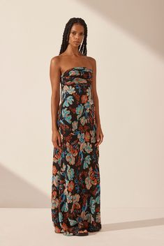 Flotte Silk Ruched Bodice Maxi Dress | Black/Multi | Dresses | Shona Joy – Shona Joy International Shona Joy, Guest Attire, Maxi Dress Black, Multi Dress, Strapless Maxi, Maxi Dress Online, Ruched Bodice, Strapless Maxi Dress, Formal Style