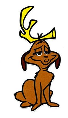 a cartoon dog with antlers on his head