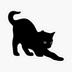 Dark Stickers Printable, Black Cat Stretching, Teddy Sticker, Cat Stretching, Black Cat Sticker, Planner Art, Dark Icons, A Black Cat, Cat Stickers