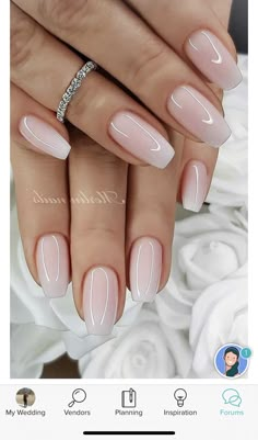 Simple Wedding Nails, Wedding Day Nails, Bridal Nails Designs, Natural Acrylic Nails, Wedding Nail Art Design, Wedding Nails Glitter, Wedding Nail, Wedding Nails For Bride, Wedding Nails Design