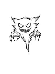 a drawing of an evil face with claws