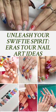 Get ready to captivate with Eras Tour nail art! From whimsical florals inspired by 'Folklore' to bold metallics channeling 'Reputation,' let your nails become a canvas for Taylor's iconic album aesthetics. Embrace the tour's vibrant color palette and experiment with hand-painted designs, nail stickers, and decals to create a medley of looks that encapsulate each era's essence. Showcase your creativity and devotion with eye-catching nail art that pays homage to your beloved artist's musical journey. Red Era Taylor Swift Nails, Simple Eras Tour Nails, Eras Tour Manicure, Eras Tour Nails With Tortured Poets, Eras Tour Nails Taylor Swift, Taylor Swift Nail Ideas Eras Tour, Taylor Swift Era Nails, Era Tour Nails, Taylor Swift Album Nails