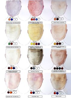 the different shades of watercolor paint are shown in this drawing book, with each color being