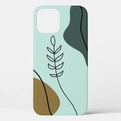 a phone case with an image of a plant on the front and back cover in blue