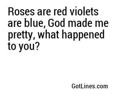 the quote roses are red violets are blue god made me pretty, what happened to you?