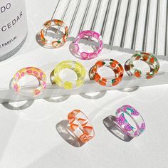 Jeruk Bali, Cincin Diy, Resin Fruit, Clear Fruit, Pink And Black Hair, Acrylic Ring, Open Rings, Transparent Resin, Resin Ring