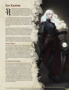 Sin Keeper V1! More Edge! More Lord! More ingame therapy!! : UnearthedArcana Fantasy Race Concept Art, Humanoid Fantasy Races, Fighter Archetype, Dragon Keeper, Dungeons And Dragons Races, D D Classes, Dnd Races, Dungeon Master's Guide, Dnd Classes