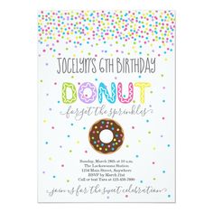 a donut birthday party with confetti and sprinkles on it