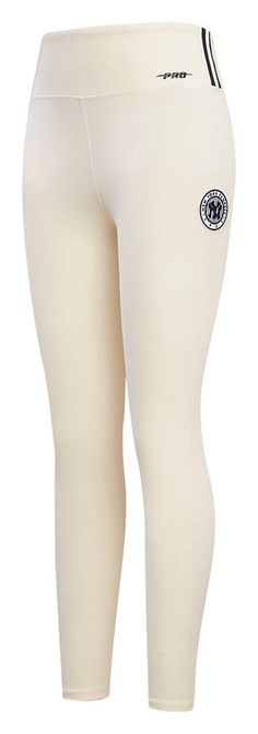 Design Full length, elastic-waist leggings Zippered pocket at back waist Feminine fit Style and Team Spirit Embroidered fabric applique with raised detail Designed in team colors Additional Details Machine washable Officially licensed product Cream Fitted Knee-high Legwear, Fitted Knee-high Cream Legwear, Embroidered Cream Long Sleeve Sweatshirt, Cream Ribbed Leggings, Compressive Beige Yoga Leggings, Retro Leggings, Elastic Waist Leggings, New York Yankees, Team Colors