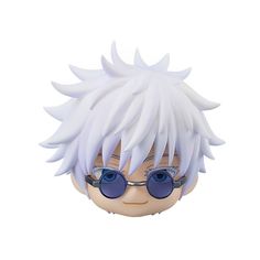 an anime character with glasses and white hair is wearing blue tinted eyeglasses while looking at the camera