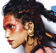 Make Carnaval, Maria Tash, Robert Mapplethorpe, Editorial Hair, Painted Face, Vogue India, Warrior Princess, Fantasy Makeup, Gwyneth Paltrow