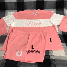 New Release!! Perfectly Matching Set Completely Sold Out Online Ivy Fleece Shorts With A Relaxed Fit In Passion Pink Color With A Long Sleeve Campus T-Shirt. The T-Shirt Has The Pink Logo In Script Lettering On The Front. The Shorts Have Two Front Side Pockets And A Drawstring Waistband. This Makes It Convenient If You Need To Tighten Or Loosen The Waist Size For A Better Fit. The Campus T-Shirt Does Fit Slightly Oversized. **If You Need A Different Size Just Message Me And Always Check My Other Pink Short Sleepwear For Spring, Pink Cotton Tops Short Length, Pink Cotton Pajama Shorts For Spring, Pink Short Athleisure Top, Sporty Short Length Pink Tops, Pink Letter Print Bottoms For Loungewear, Pink Short Length Tops For Loungewear, Sporty Short Pink Tops, Sporty Pink Short Length Top