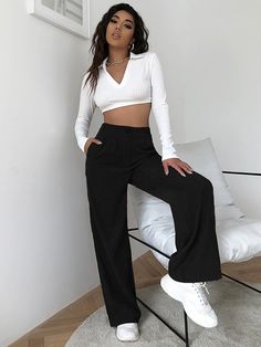 Wide Leg Pants Outfit, Cord Trousers, Uni Outfits, Mode Inspo, Outfits Casuales, Aesthetic Outfits, Cute Casual Outfits, Wide Leg Trousers, Classy Outfits