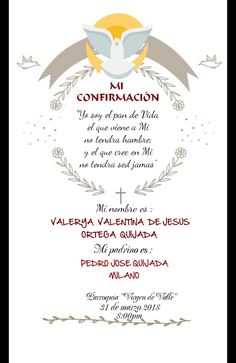 a white and red wedding card with an image of a dove on the top of it