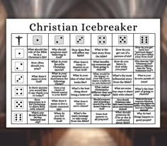 a poster with the words christian icebreakerr written in black and white on it